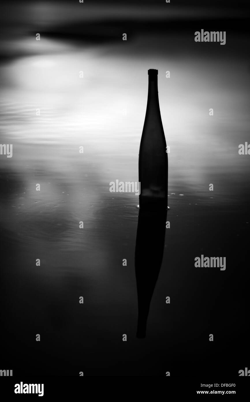 Botella y su reflejo en el agua Fotografía de stock Alamy