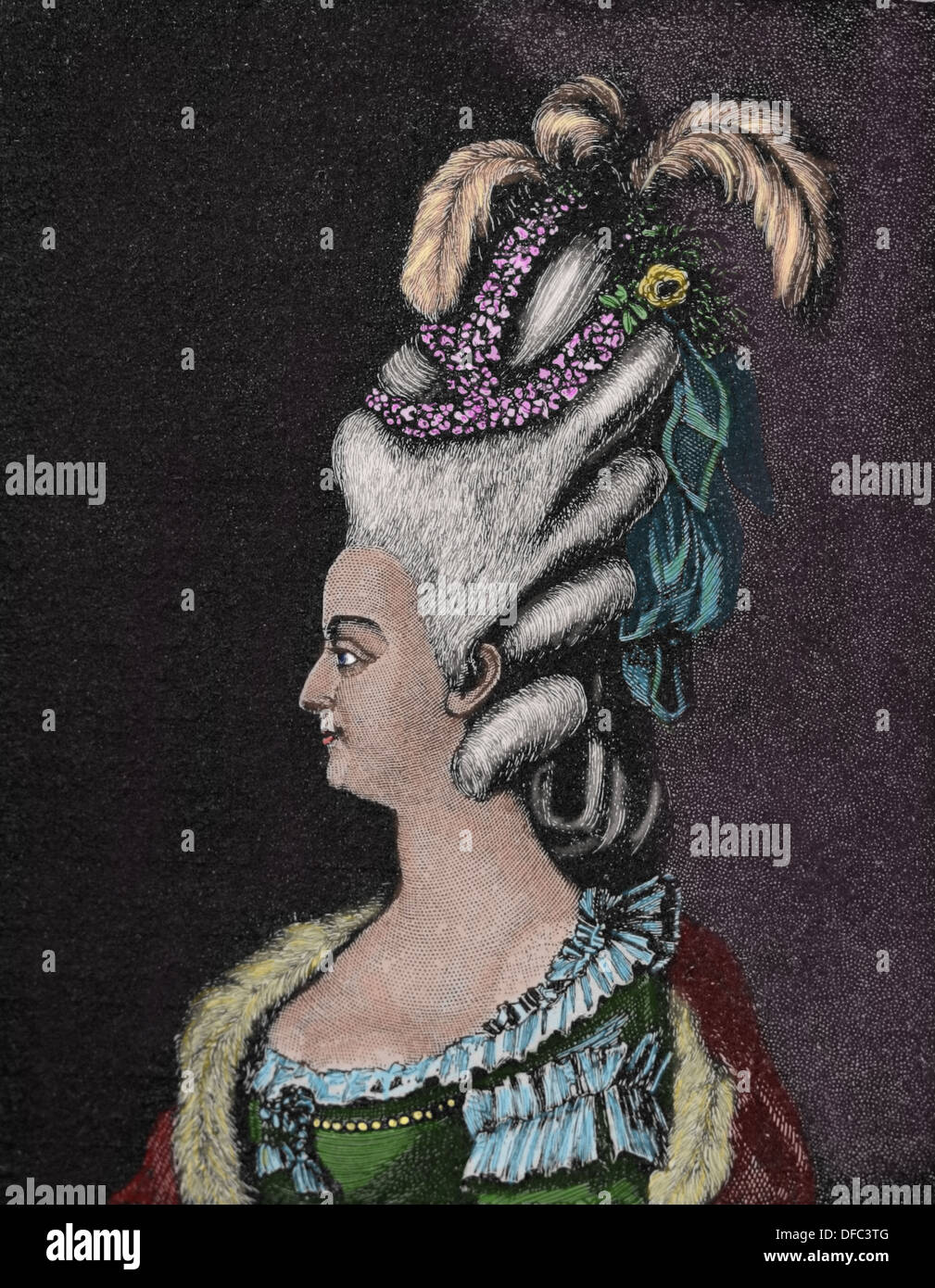 Marie Antoinette (1755-1793). Reina de Francia y Navarra desde 1774 a 1792. Grabado, 1783. Foto de stock