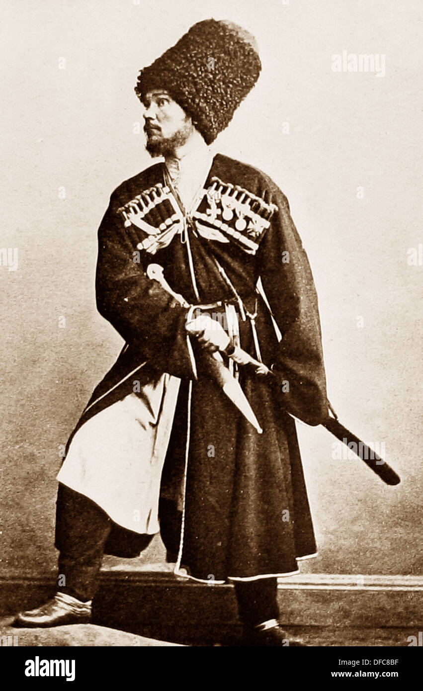 Oficial de cosacos rusos pre-1900 Foto de stock