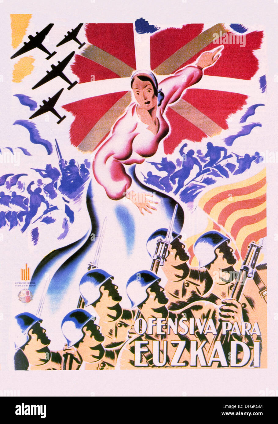 Guerra civil española (1936-1939): Ofensiva pará Euzkadi (ofensivos para el País Vasco), el Republicano poster Foto de stock