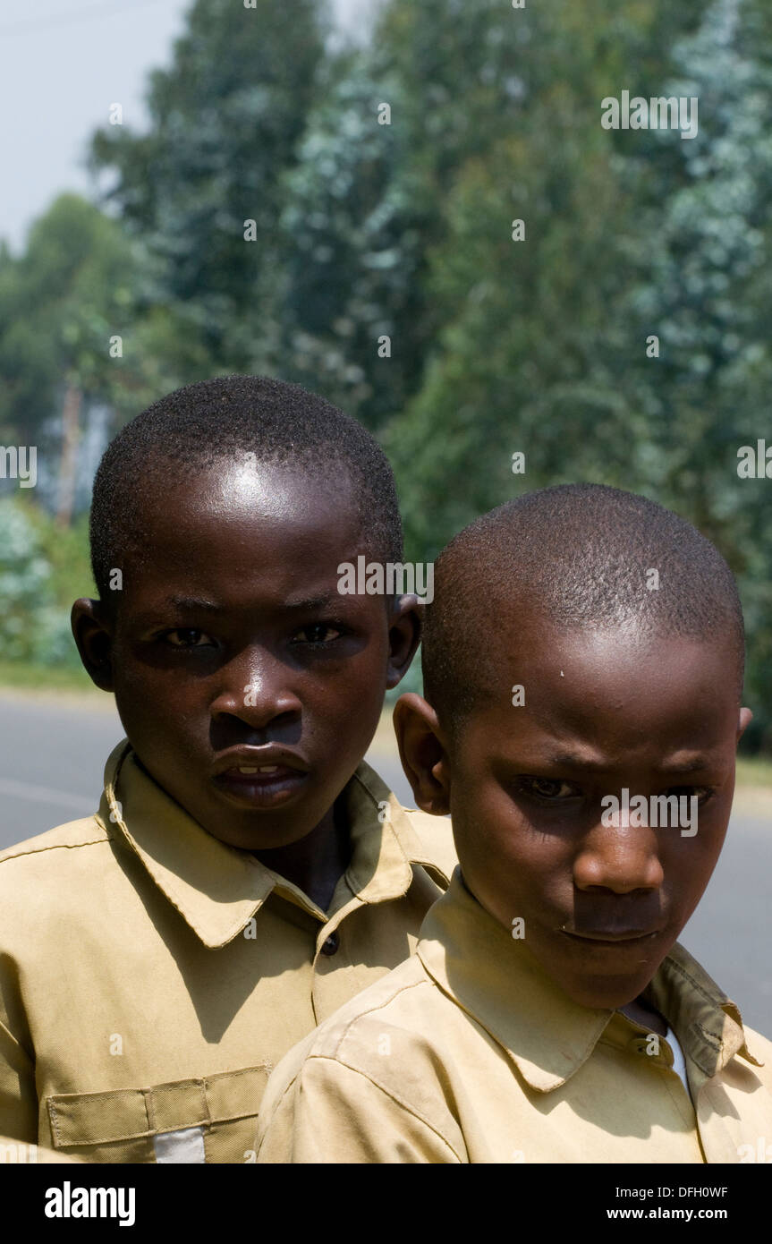 Los niños rwandeses cerrar hasta el norte de Rwanda África Central Foto de stock