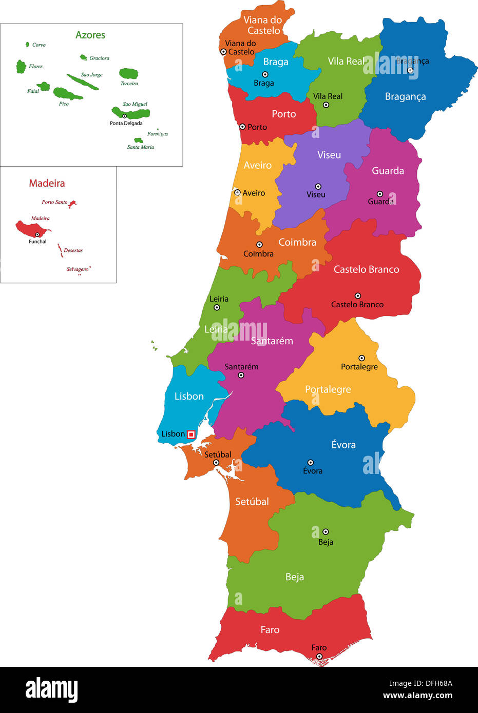 Mapa de Portugal Fotografía de stock Alamy