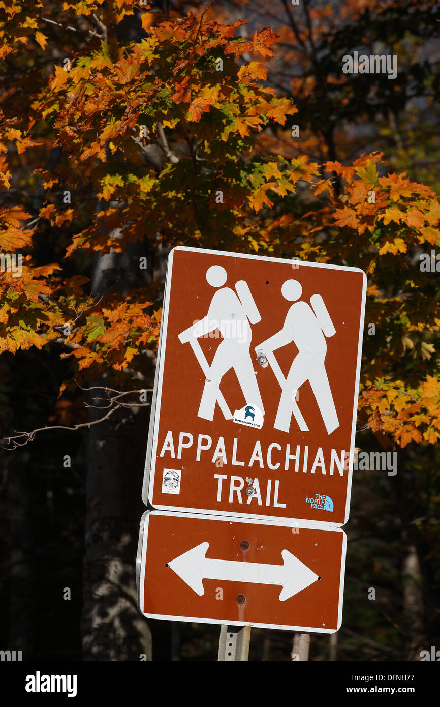 Appalachian Trail signo, White Mountain National Forest, Nueva Hampshire, EE.UU. Foto de stock