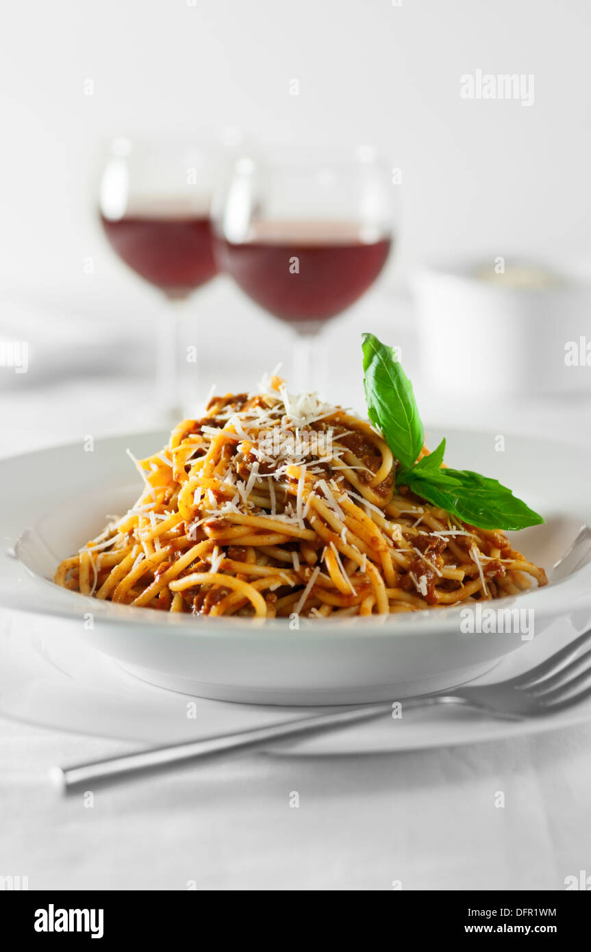 Los espaguetis a la boloñesa comida italiana Foto de stock