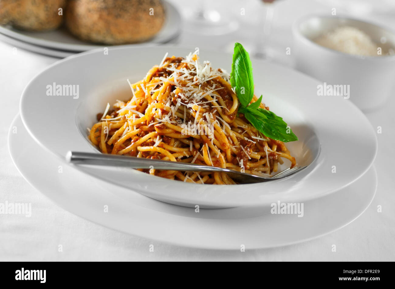 Los espaguetis a la boloñesa comida italiana Foto de stock