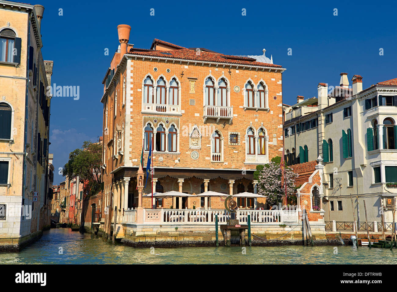Palacios de estilo gótico veneciano en el gran canal de Venecia, Italia, venezien Foto de stock