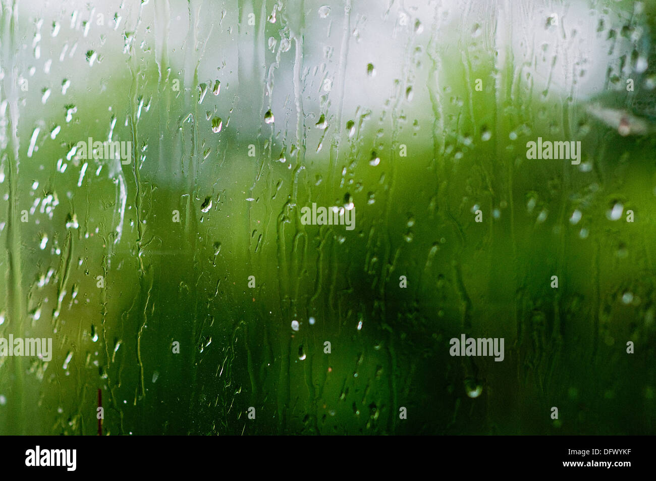 Las gotas de lluvia en la ventana Foto de stock