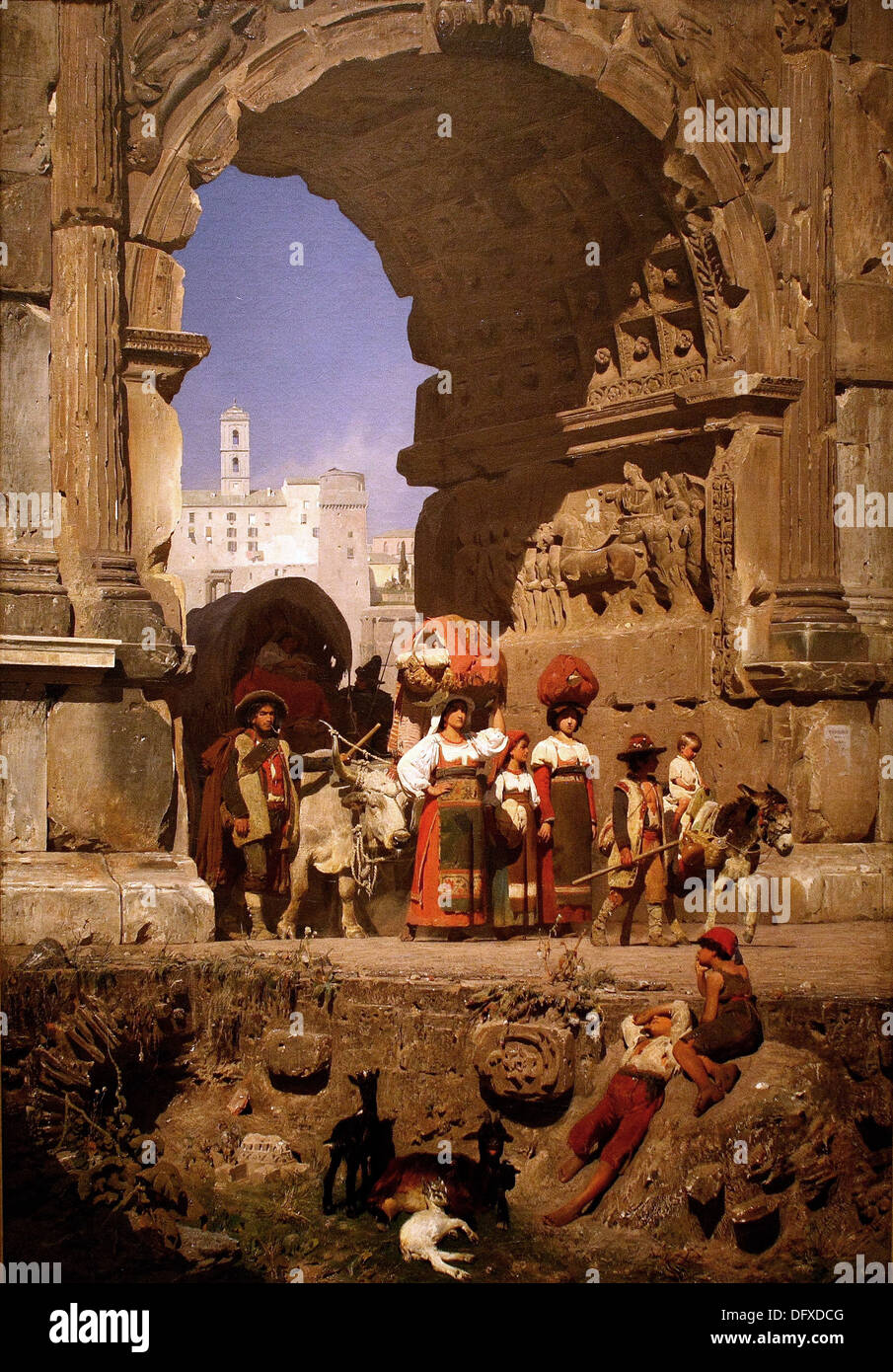 Franz von Lenbach - Del Arco Triunfal de Tito en Roma - 1860 - Museo de Bellas Artes - Budapest, Hungría. Foto de stock