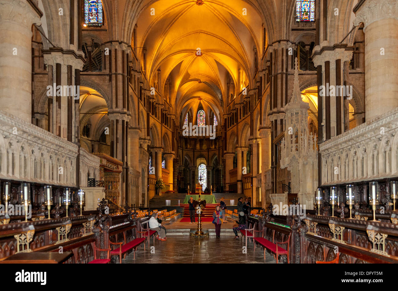 Sillería del coro de la Catedral de Canterbury, Canterbury, Kent, Inglaterra Foto de stock