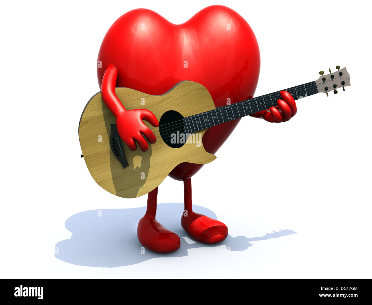 Corazón con brazos y piernas tocando una guitarra, Serenata de amor  concepto Fotografía de stock - Alamy