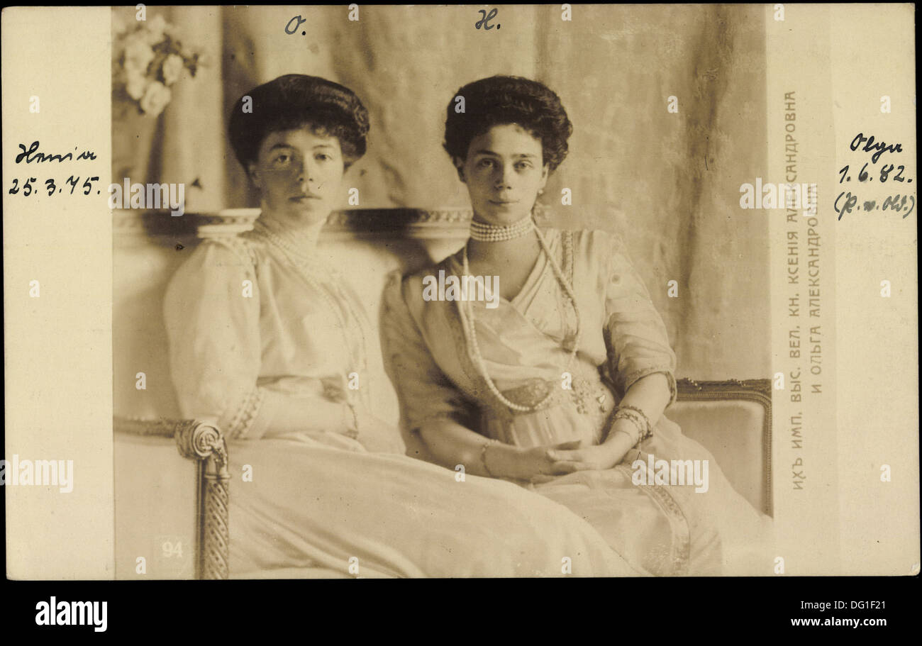 Ak Olga und Xenija Alexandrowna Romanowa, Adel Russland; Foto de stock
