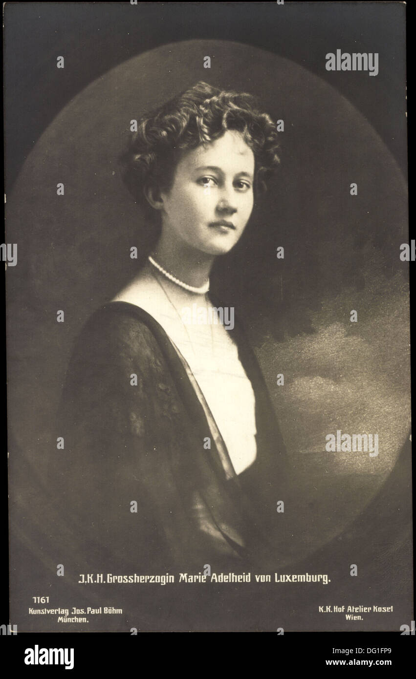 Ak Großherzogin Passepartout Marie Adelheid von Luxemburg; Foto de stock