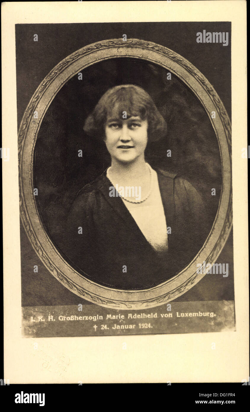 Ak Großherzogin Passepartout Marie Adelheid von Luxemburg Gestorben 1924; Foto de stock