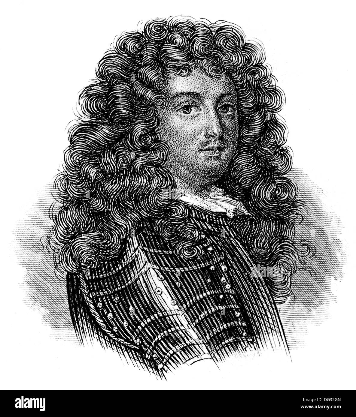 Retrato de Louis XIV, Louis le Grand, 1638 - 1715, el rey de Francia y Navarra, llamado el Rey Sol o le Roi-Soleil, Foto de stock