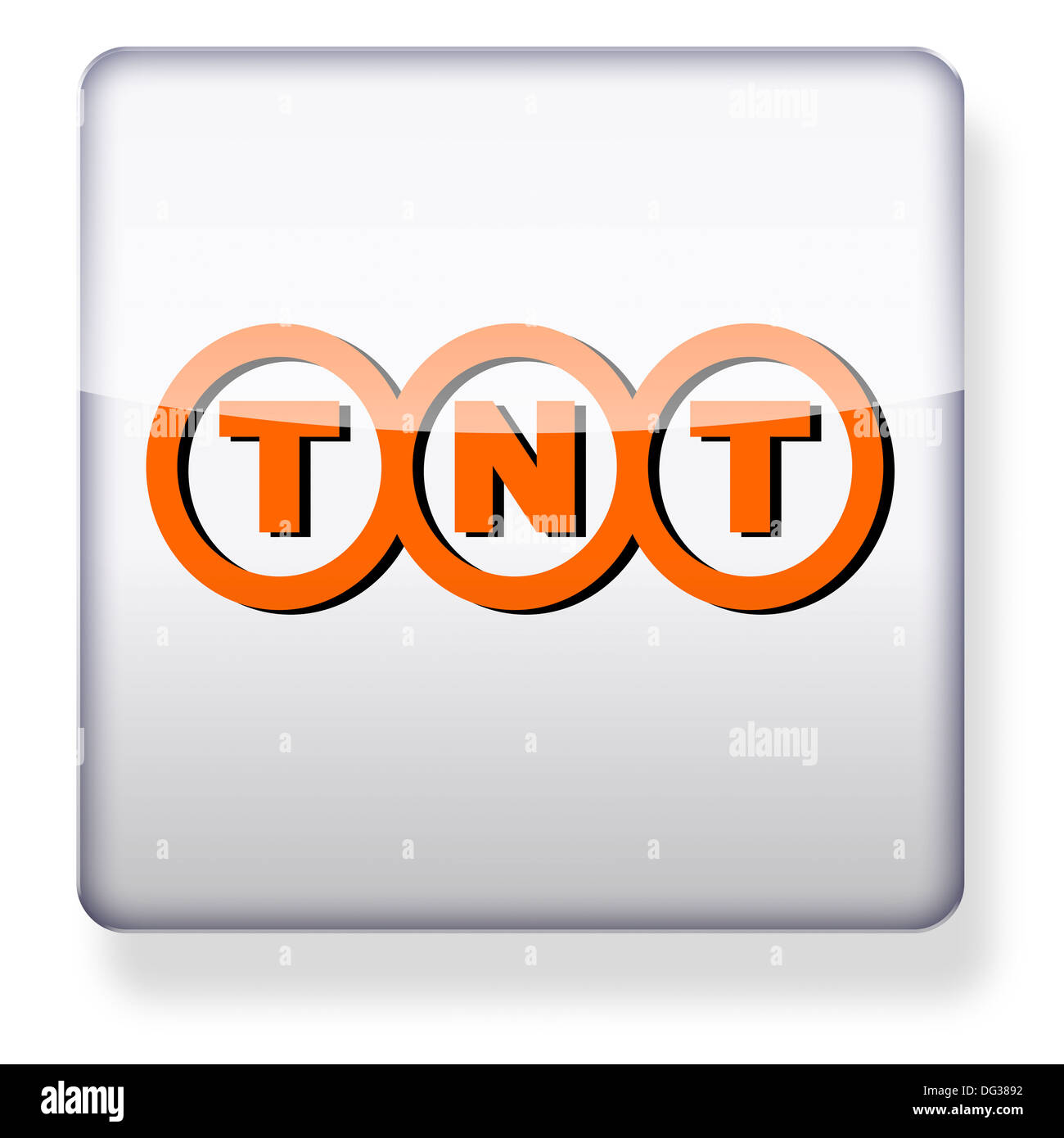 TNT Express logotipo como el icono de una aplicación. Trazado de recorte incluido. Foto de stock