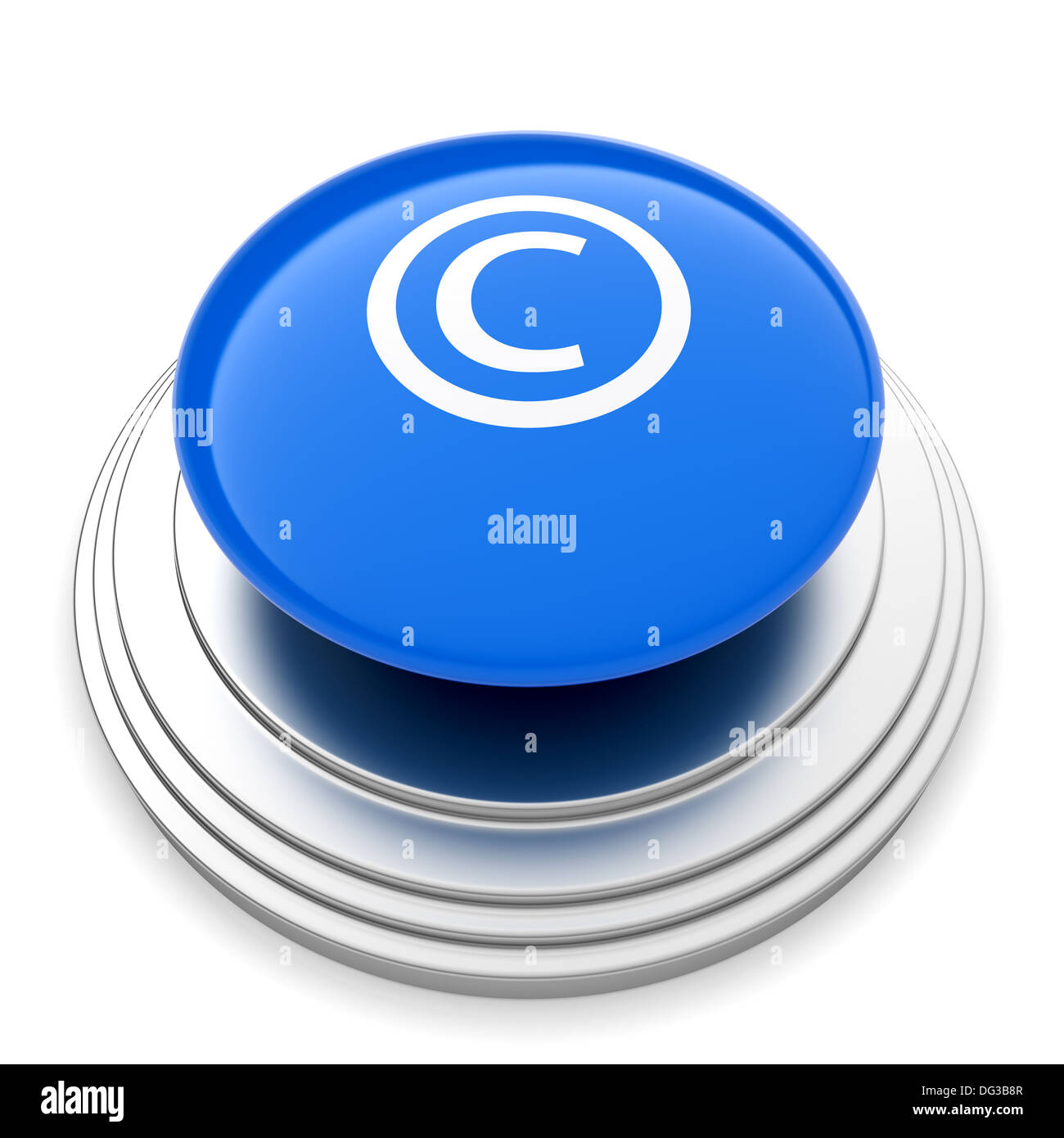Ilustración 3d botón de signo de copyright aislados. Concepto de copyright Foto de stock