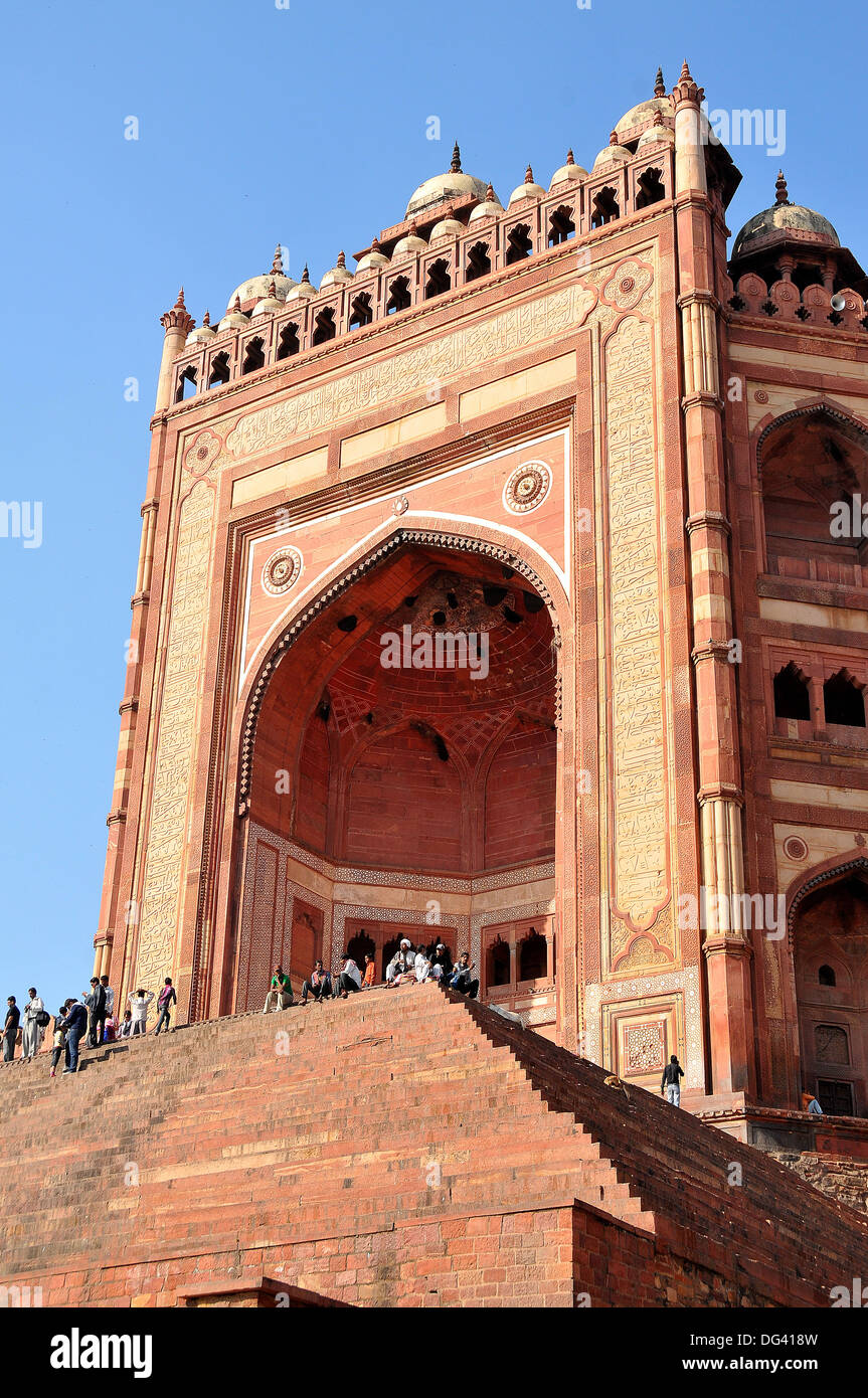 Puerta Monumental (Buland Darwaza), Jama Masjid, la mezquita de Fatehpur Sikri, Sitio del Patrimonio Mundial de la UNESCO, Uttar Pradesh, India, Asia Foto de stock