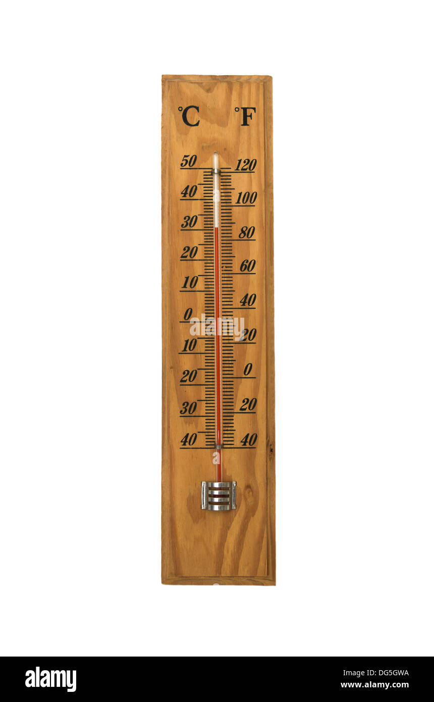 La temperatura en grados Celsius y Fahrenheit termómetro doméstico Foto de stock