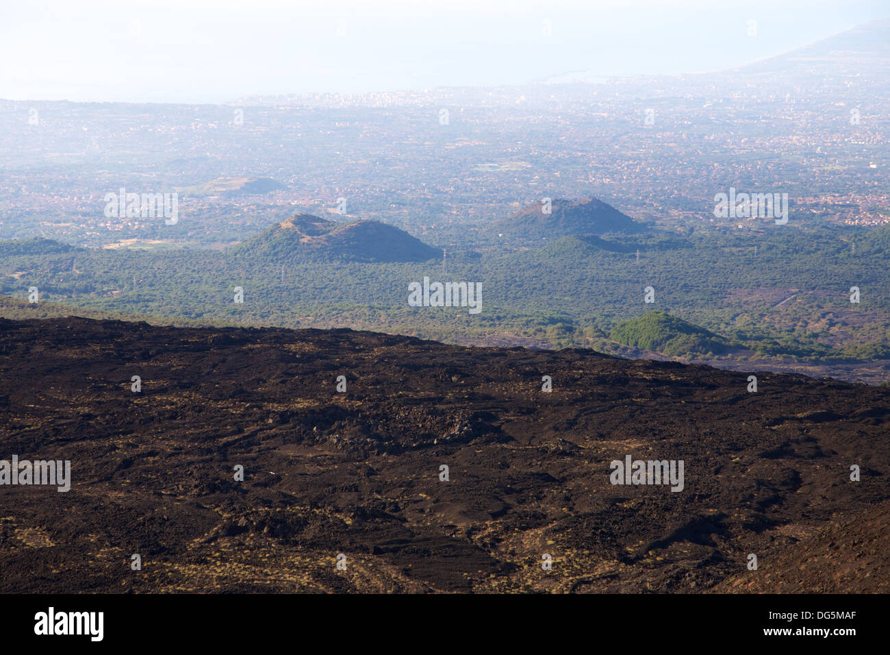 Antiguos cráteres de erupción Etna anterior Foto de stock