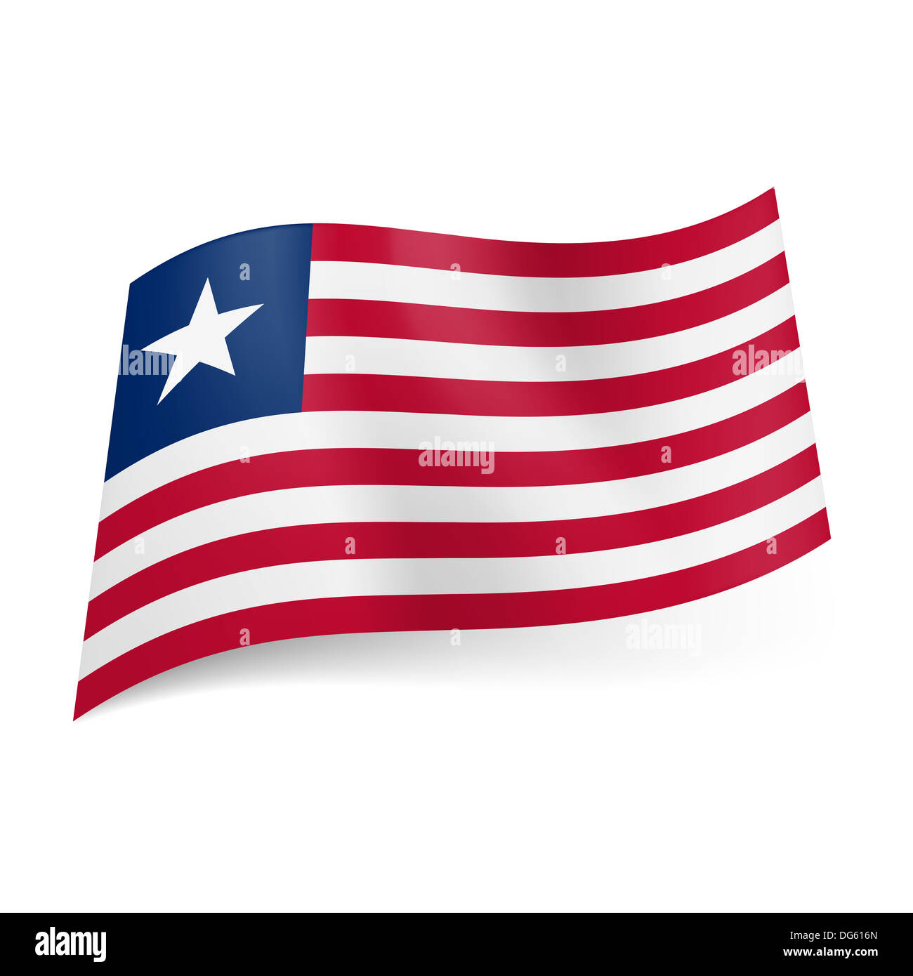 La bandera nacional de Liberia: rojo y blanco de rayas horizontales,  cuadrado azul con la estrella blanca en la esquina superior izquierda  Fotografía de stock - Alamy