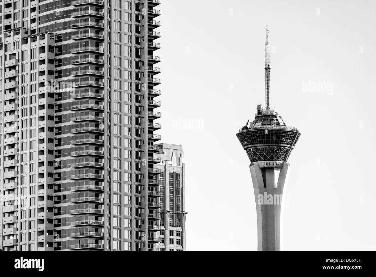 La arquitectura de Las Vegas. La torre Stratosphere. Foto de stock