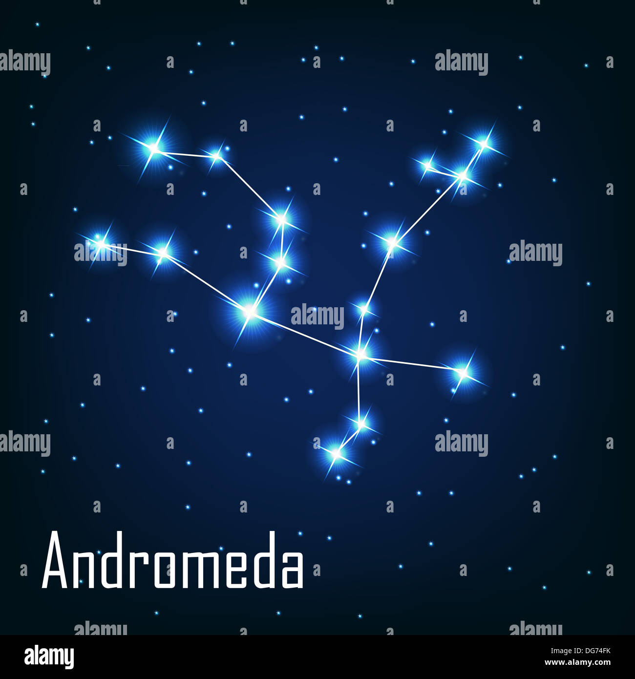 La Constelación de Andrómeda '' estrellas en el cielo nocturno. Vector malos Foto de stock