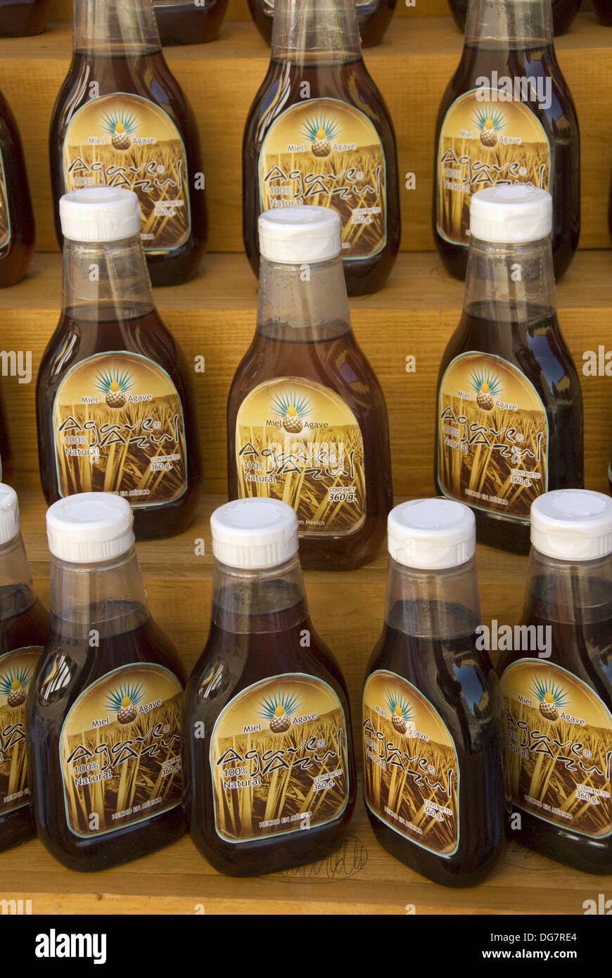 Botellas de agave dulce para la venta, la Hacienda San José del Refugio