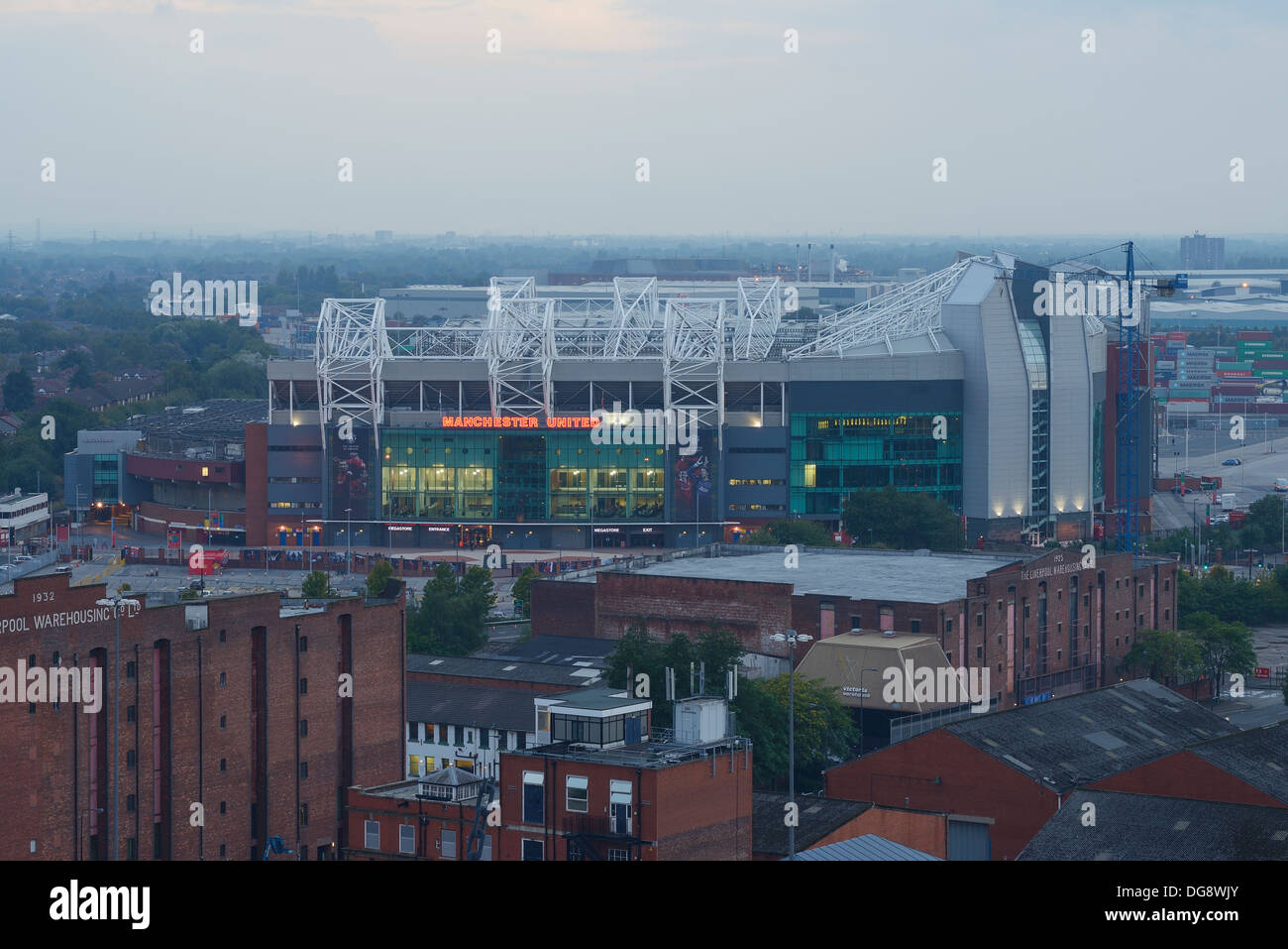 El Manchester United, el estadio de fútbol de Old Trafford UK Foto de stock