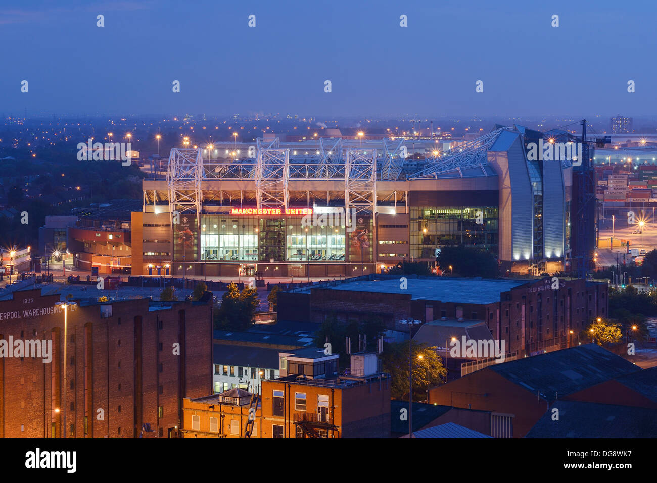 El Manchester United, el estadio de fútbol de Old Trafford UK Foto de stock