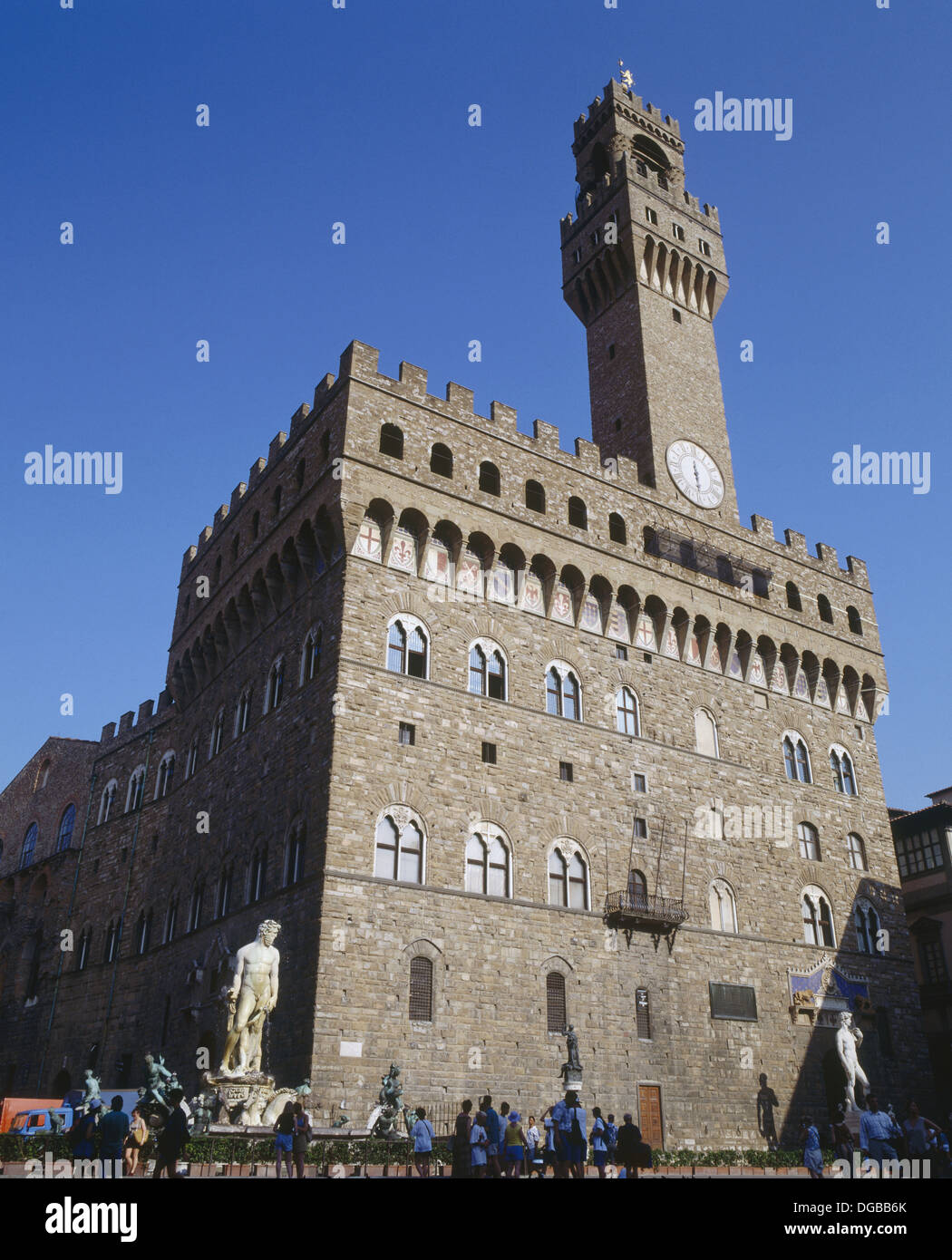Palazzo Vecchio (siglo XIII) de Arnolfo di Cambio. Piazza della Signoria. Florencia. Italia. Foto de stock