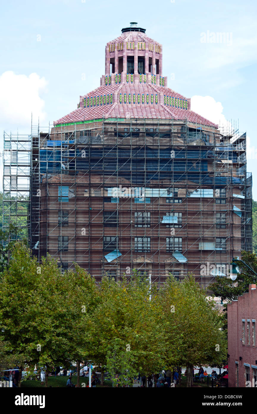 La construcción de la ciudad de Asheville, Carolina del Norte Foto de stock
