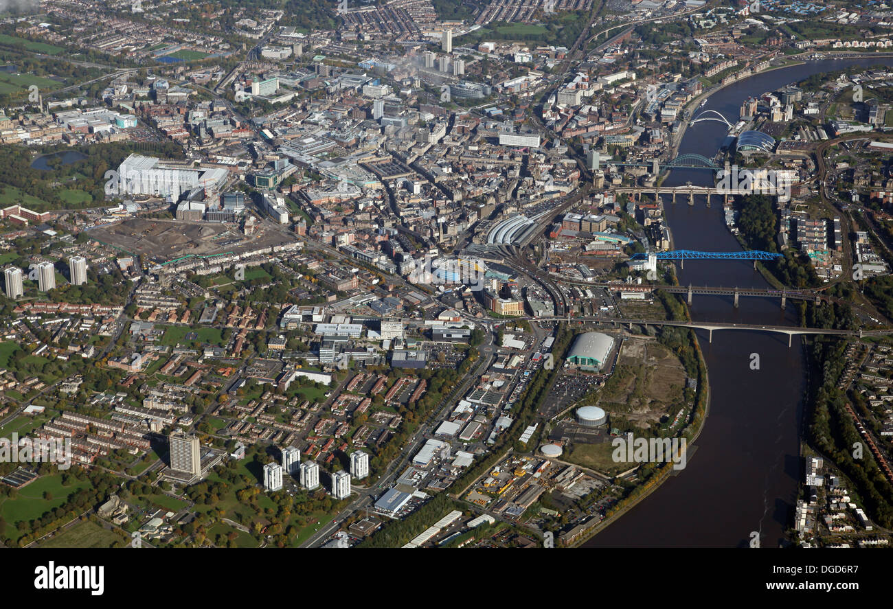 Vista aérea de Newcastle upon Tyne desde 5000' Foto de stock