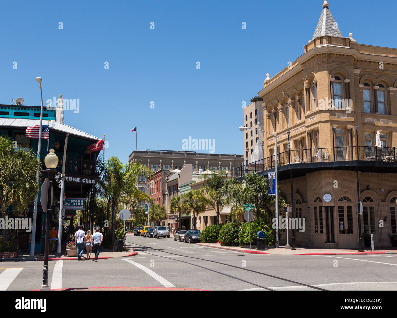 Los edificios en el distrito histórico de Galveston Texas USA Foto de stock