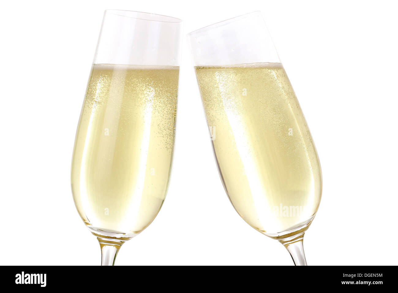 Hacer un brindis con dos vasos llenos de champán Foto de stock
