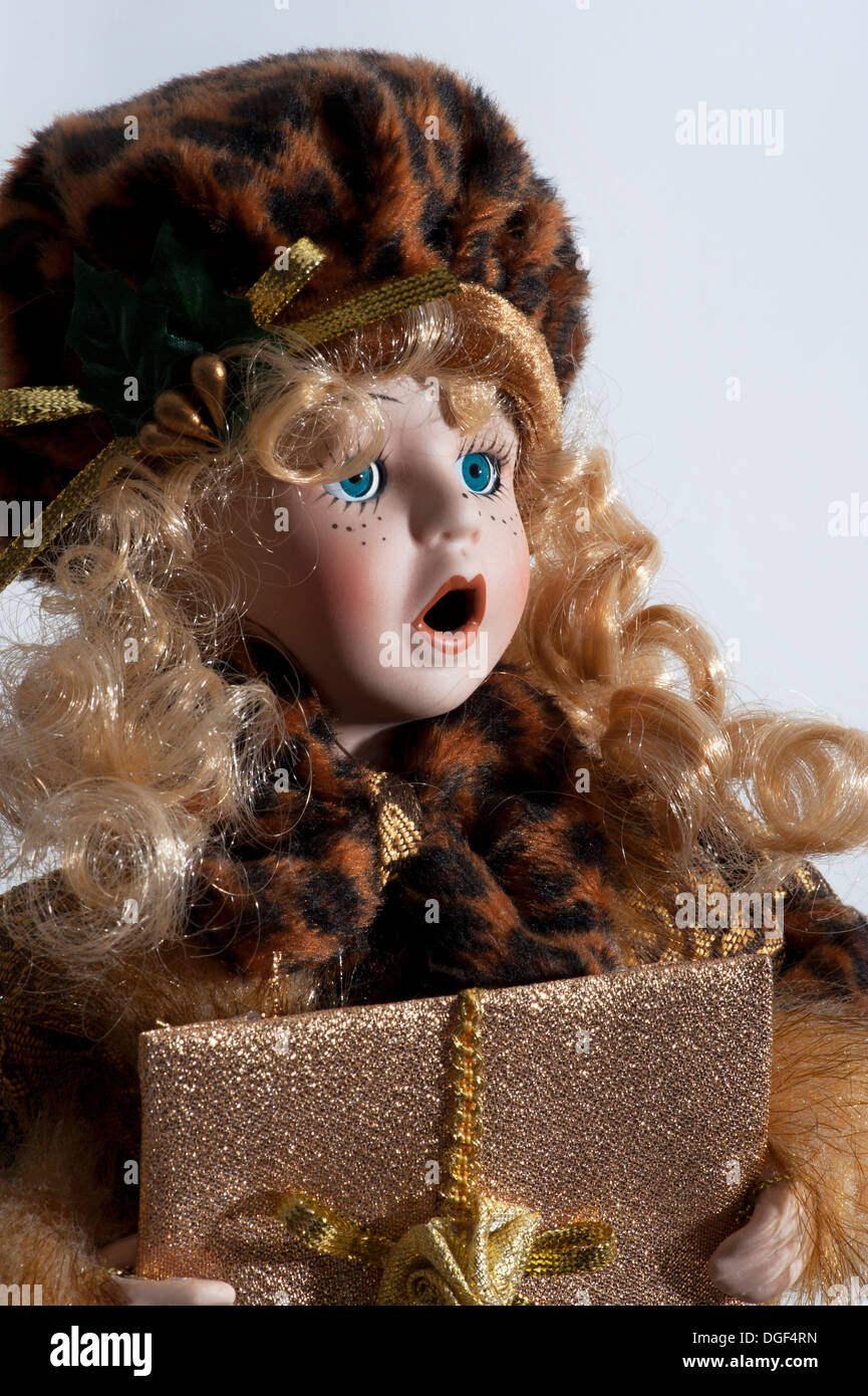 Doll - retrato de la hembra Antique Doll Face Foto de stock
