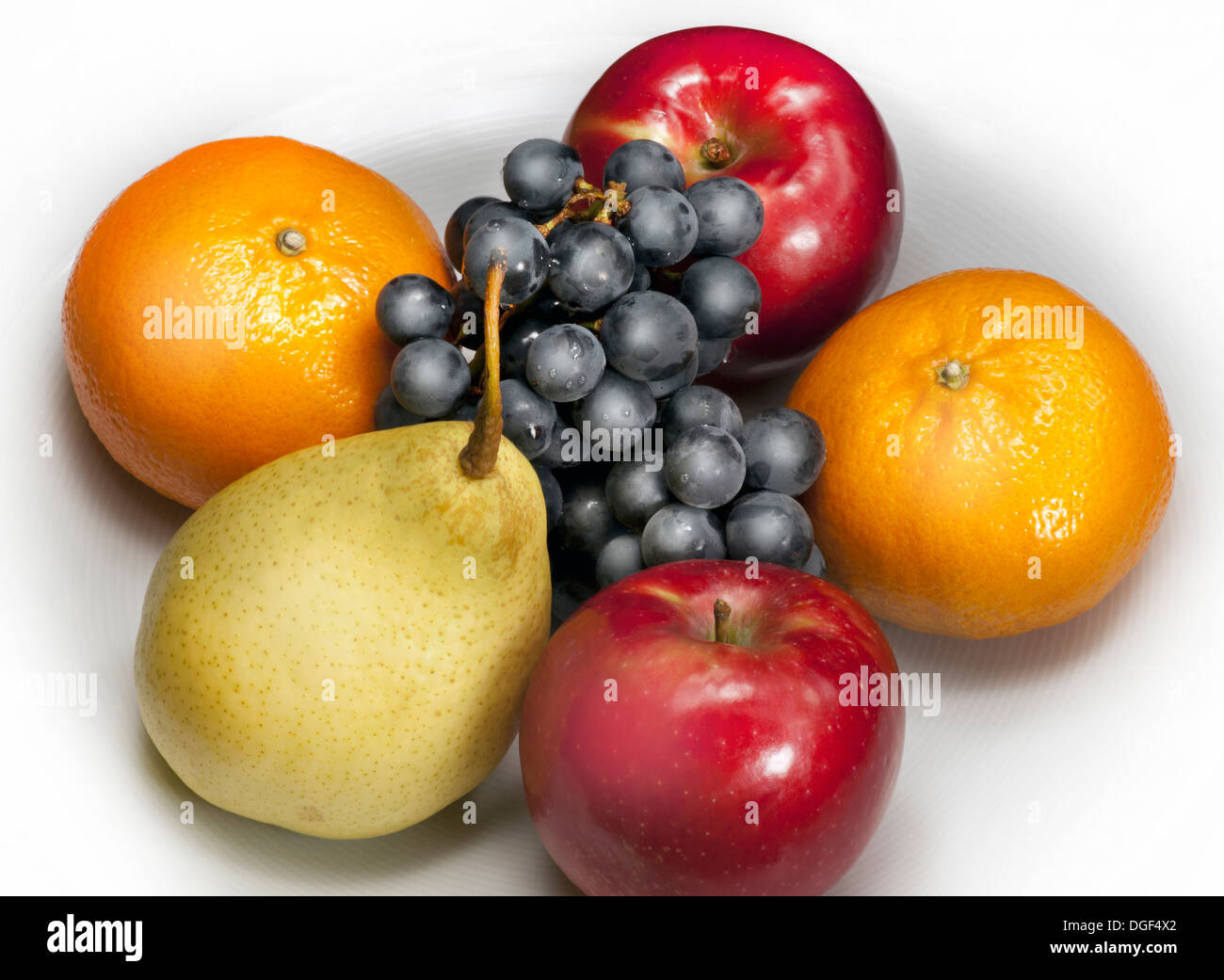 Frutas, manzanas, naranjas, vid, pera, Foto de stock