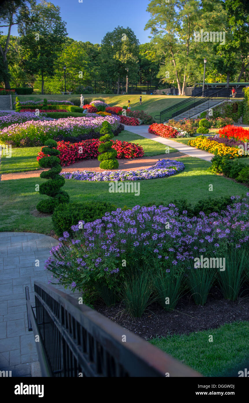 El Sunken Gardens en el Parque Phillips en Aurora, Illinois Foto de stock