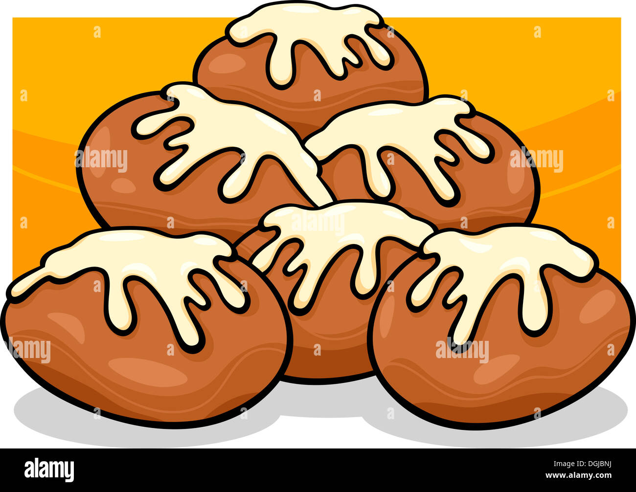 Ilustración de dibujos animados de donut dulces tartas Montón con escarcha  imágenes prediseñadas Fotografía de stock - Alamy