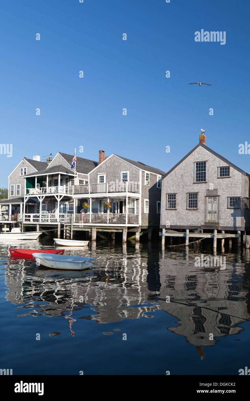 Old North Wharf en la isla de Nantucket. Foto de stock