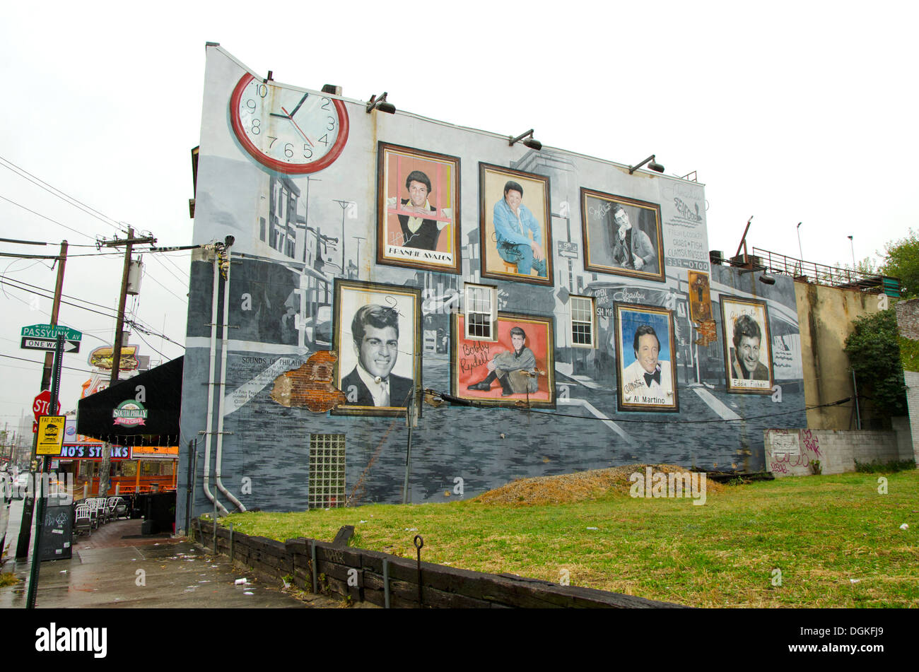 South 9th Street, mural al aire libre en South 9th Street, destaca celebridades, East Passyunk, Filadelfia, Pensilvania. EE.UU Foto de stock