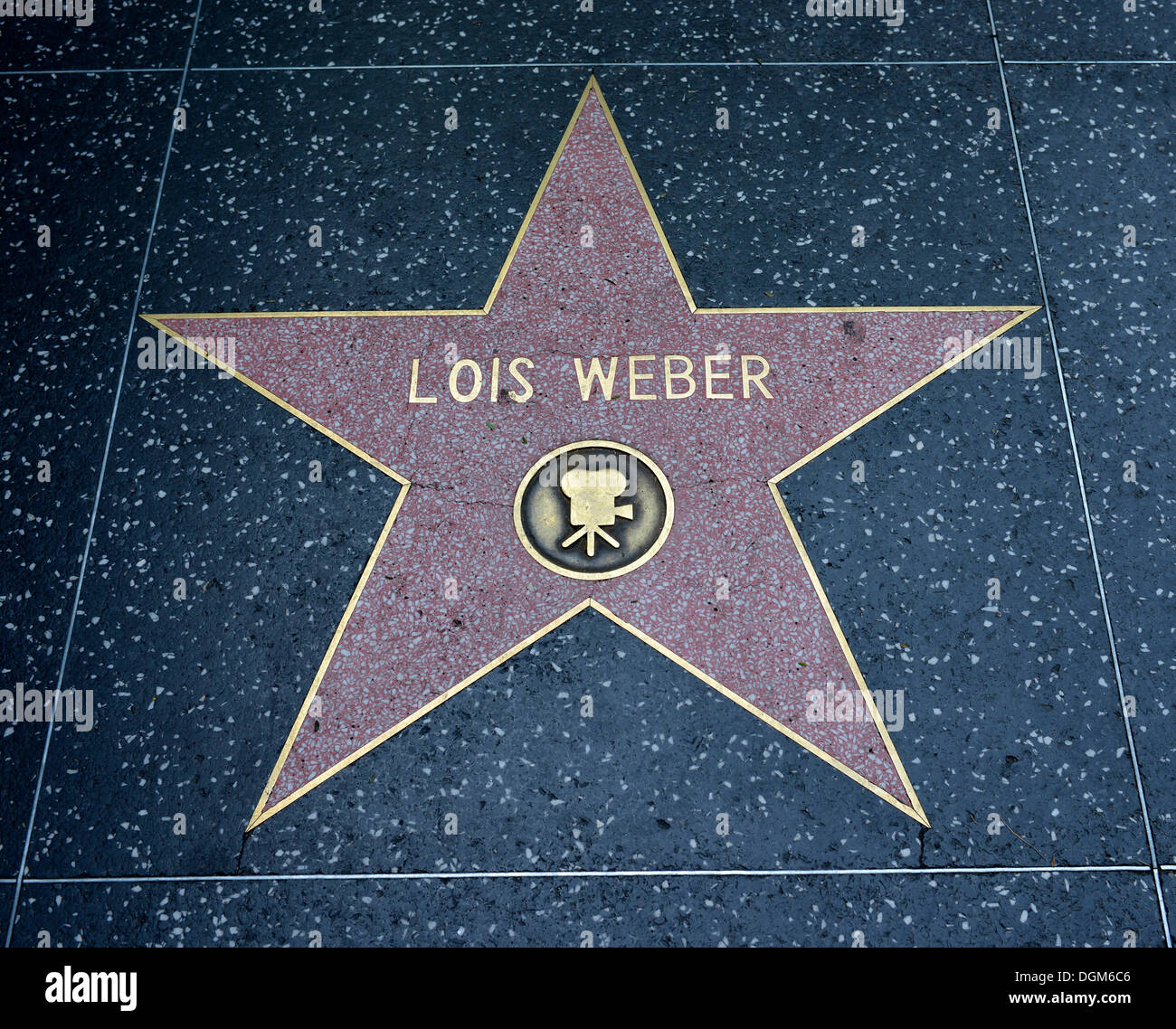 Terrazo estrella por el director Lois Weber, categoría de película, el Paseo de la Fama de Hollywood Boulevard, Hollywood, Los Angeles, California Foto de stock