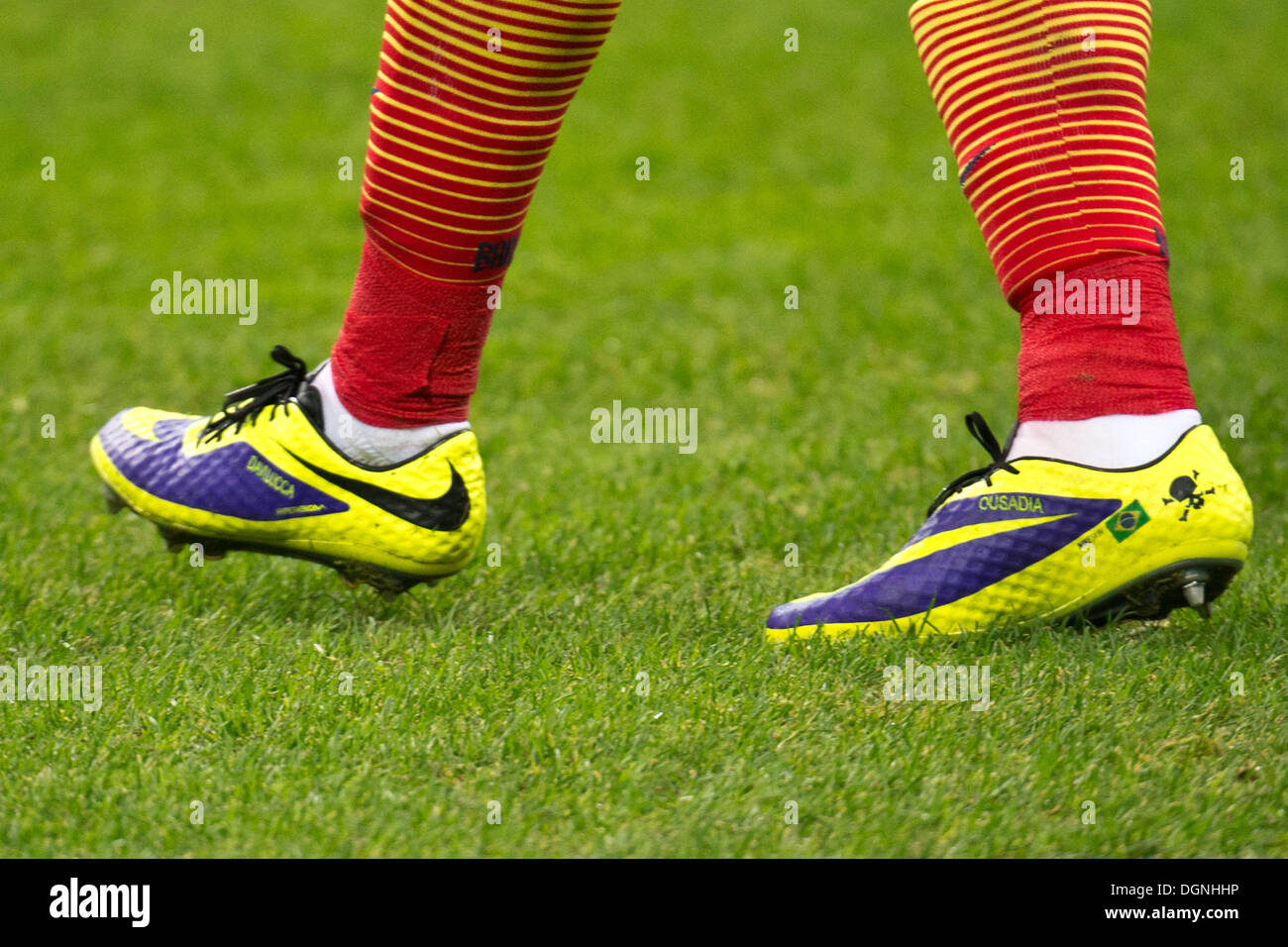 Milán, Italia. 22 2013. zapatos (Barcelona) / Fútbol Soccer : Detalle de filmación del calzado durante la final de la UEFA Champions League Grupo H partido entre el FC