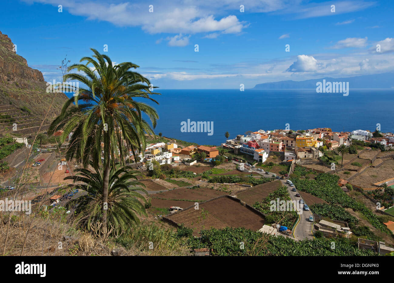 Paisaje urbano, Agulo, La Gomera, Islas Canarias, España Foto de stock