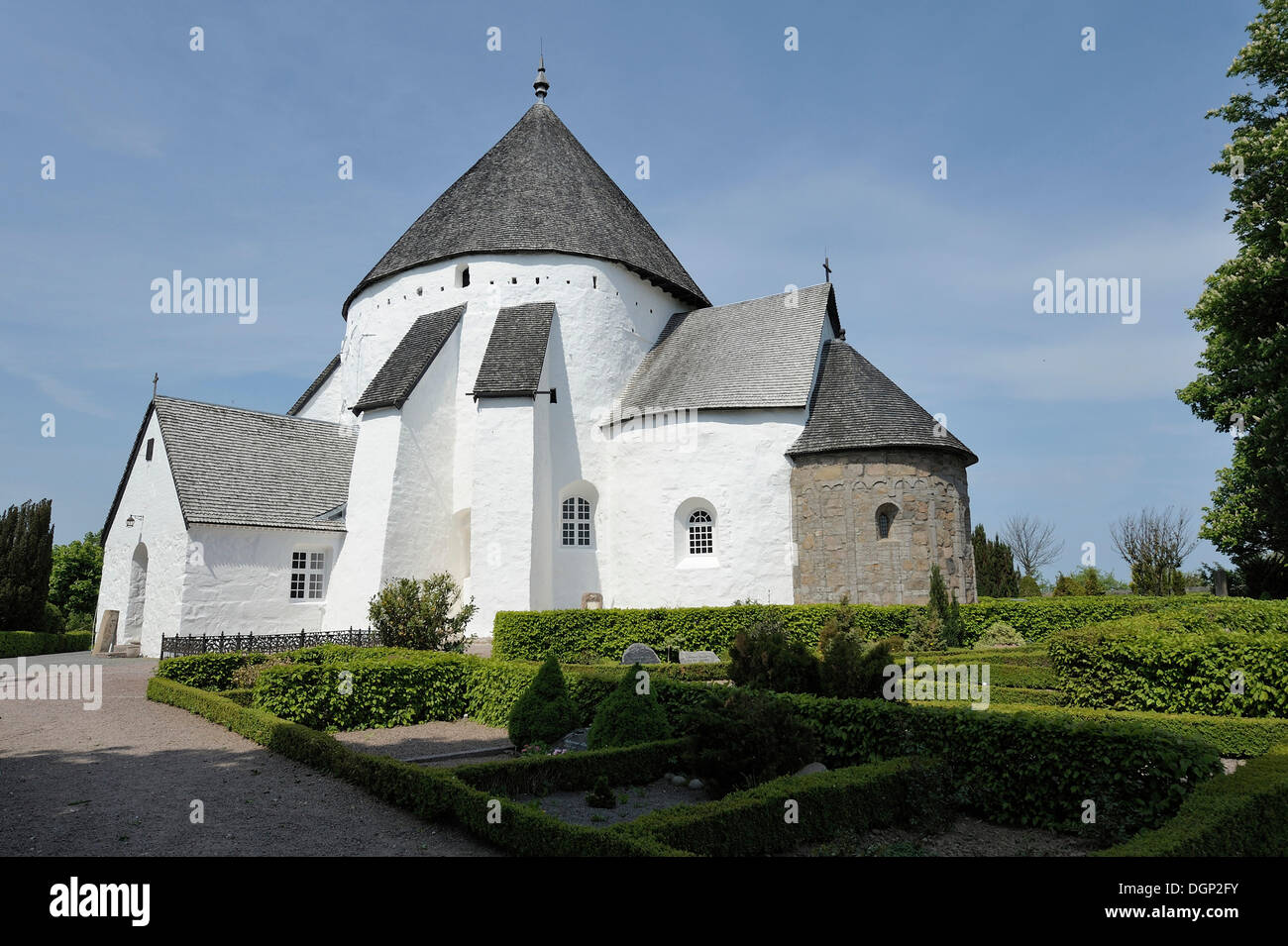 Iglesia redonda, Bornholm, Dinamarca, Europa Foto de stock