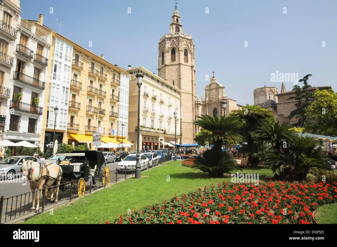 Plaza de la Reina plaza, en la parte posterior de la catedral, Valencia, Comunidad Valenciana, España, Europa Foto de stock