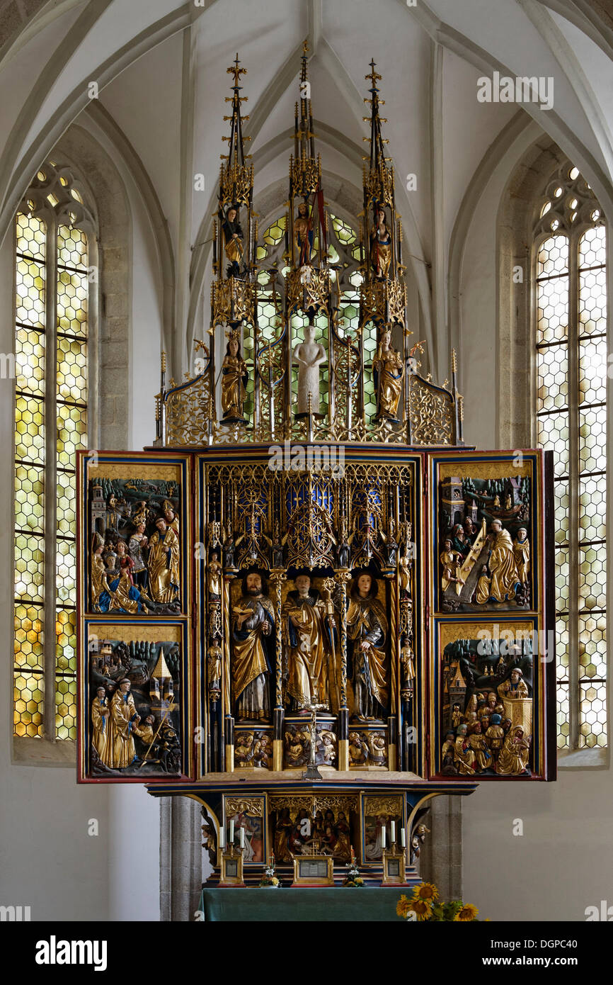 Pesenbacher altar alado, iglesia de peregrinación de San Leonhard en Pesenbach, municipio de Feldkirchen an der Donau Foto de stock