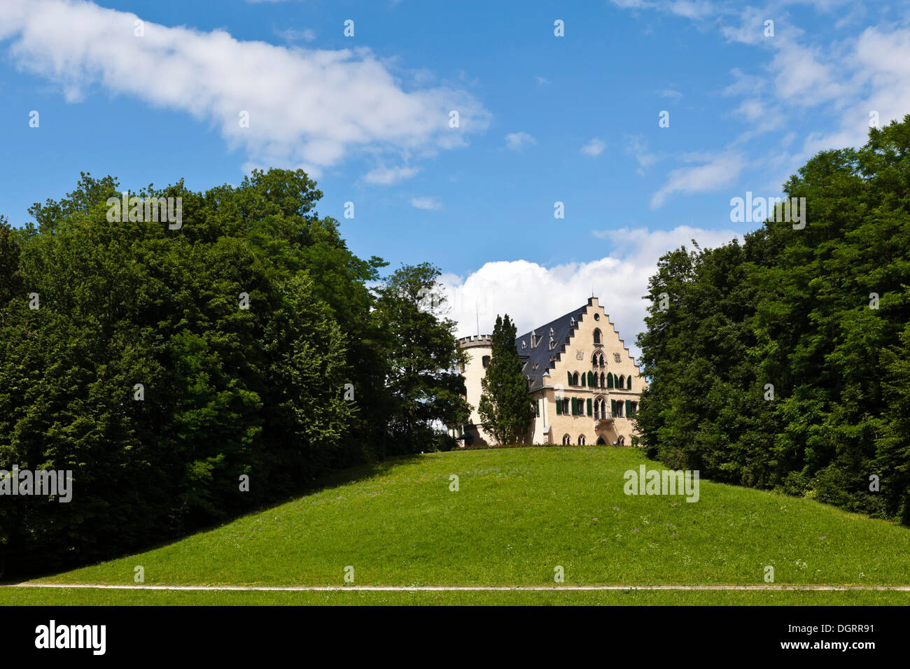 Schloss Rosenau el Palacio con el parque, Coburg, Alta Franconia, Baviera Foto de stock