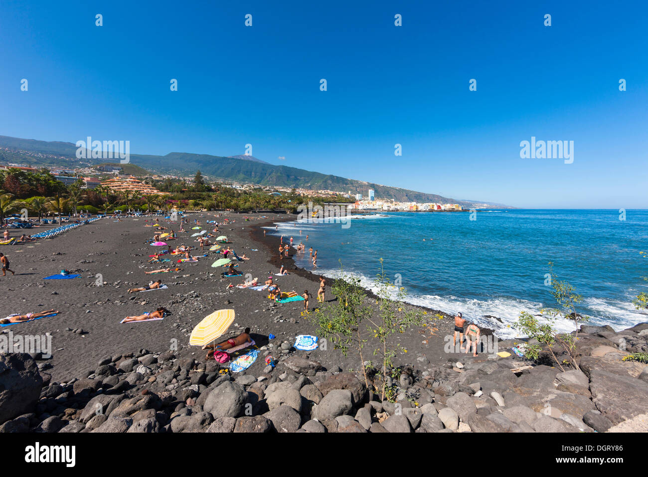 Playa Jardín, en Puerto de la Cruz, Puerto de la Cruz, Punta Brava, Realejo  Bajo, Tenerife, Islas Canarias, España Fotografía de stock - Alamy