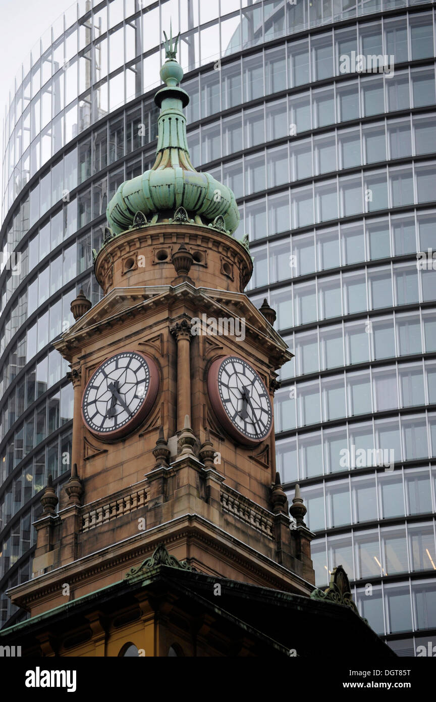 Torre del Reloj en el departamento de tierras, construcción de Bridge Street, el Distrito Central de Negocios, el CDB, la ciudad de Sydney, Sydney Foto de stock