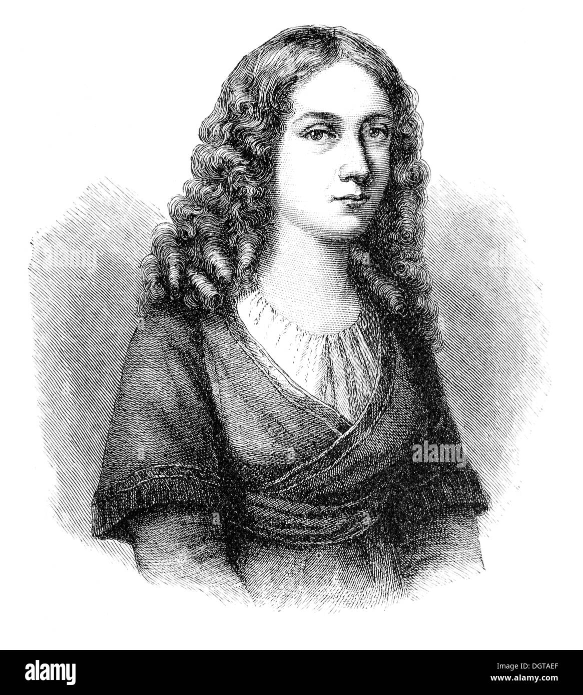 Schiller's esposa Charlotte, née Lengefeld, ilustración histórica en Deutsche Literaturgeschichte o literatura alemana de Foto de stock